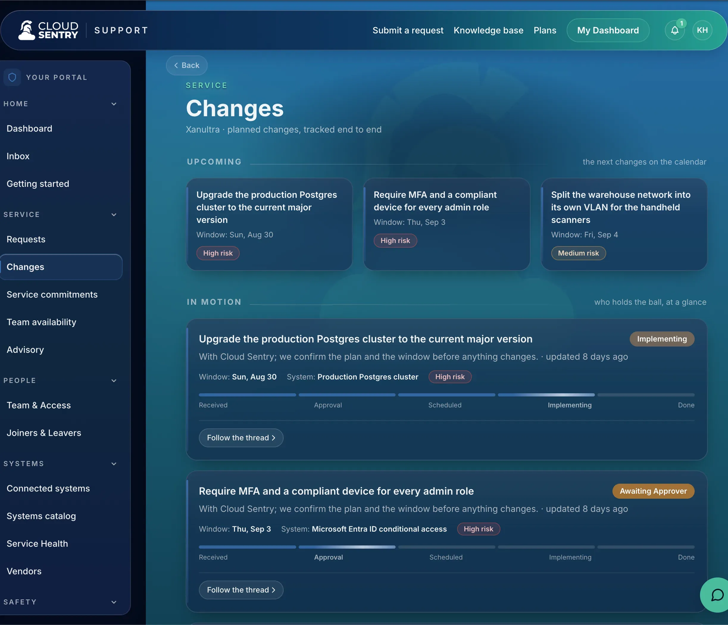 Cloud Sentry portal: Approvals